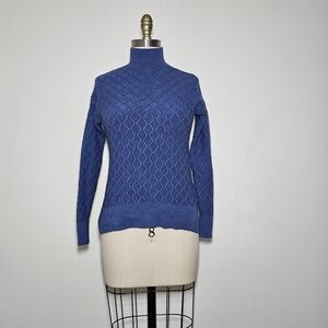 Cyrus Blue Diamond Knit Turtleneck Sweater